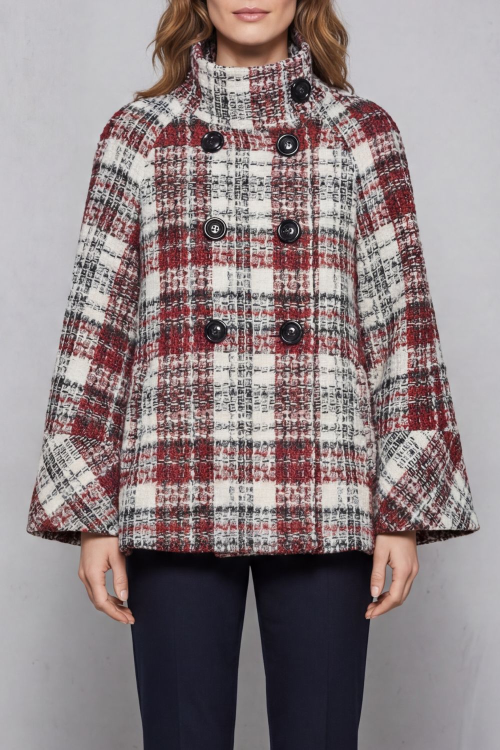 Rosélle – Vintage check flair – Wool cape coat-10475326767447-OLVIA ROSE LONDON