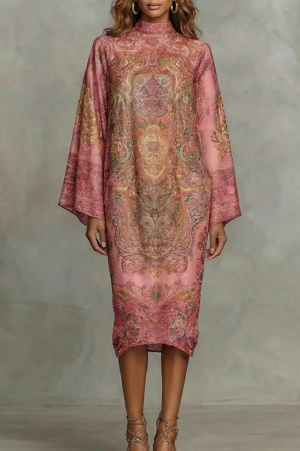 Marélienne – Baroque floral motif – Kimono midi dress-10452996555095-OLVIA ROSE LONDON