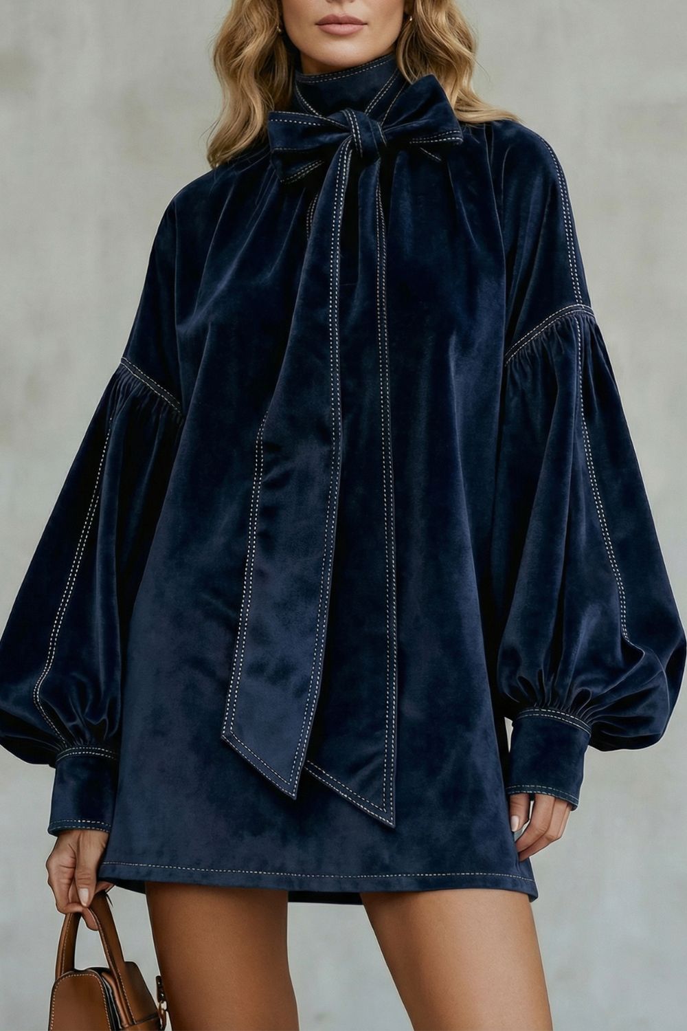 Velourine – Bow neck elegance – Mini dress-10452954677591-OLVIA ROSE LONDON