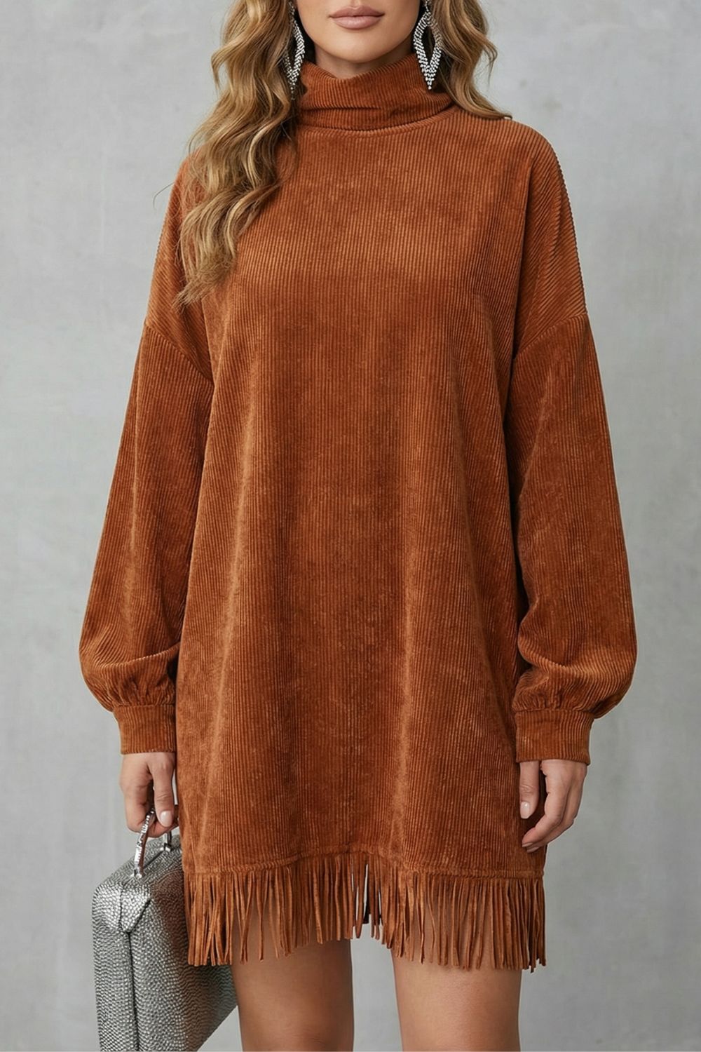 Castellaine – Fringed charm – Turtleneck mini dress-10454117777751-OLVIA ROSE LONDON