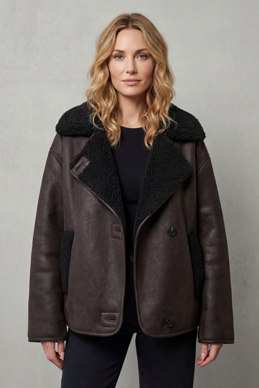 Bravonne – Shearling-lined design – Oversized aviator jacket-10477023691095-OLVIA ROSE LONDON