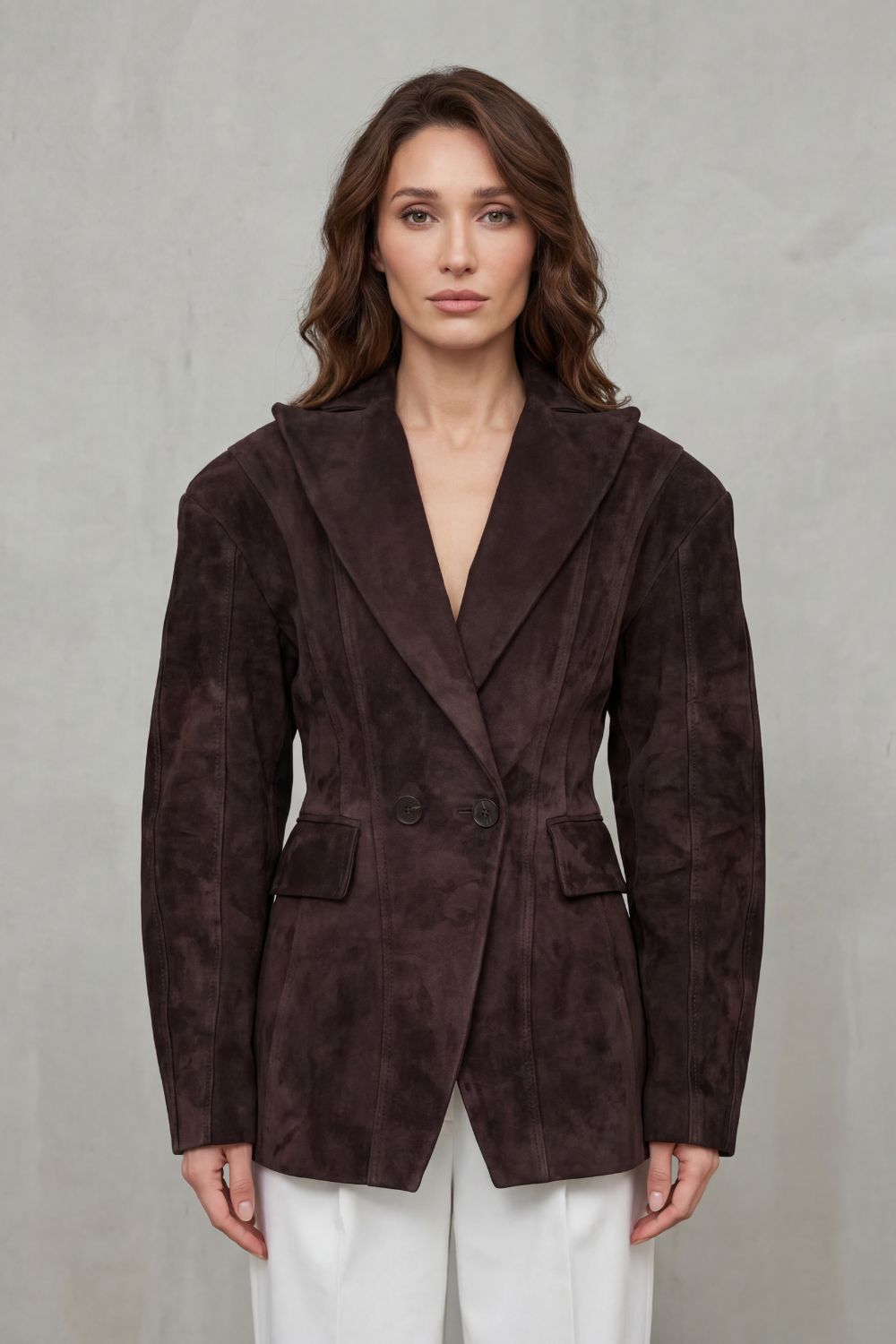 Savrielle – Sculpted silhouette – Suede jacket-10472590115159-OLVIA ROSE LONDON