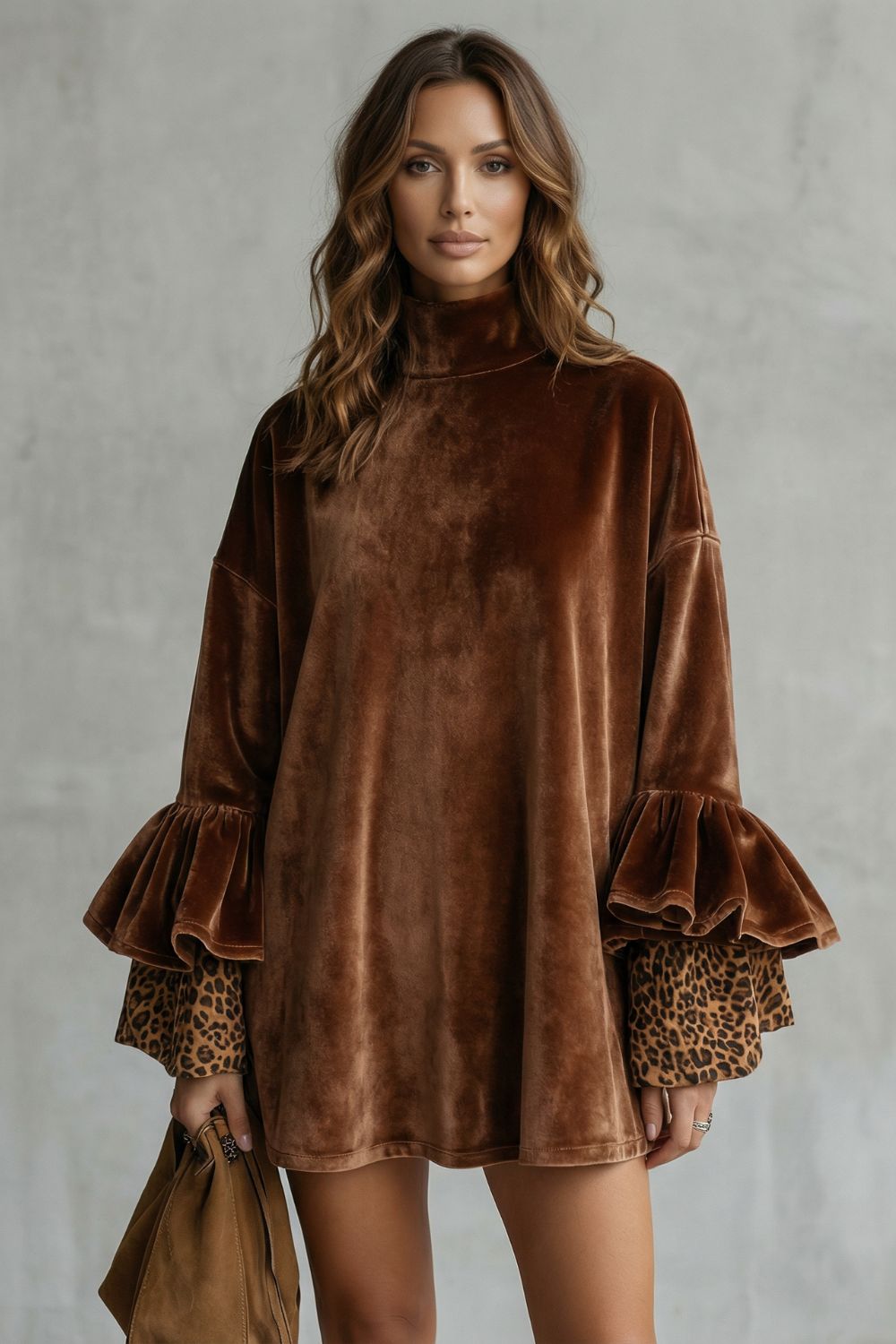 Velanique – Tiered sleeve detail – Velvet mini dress-10452986593623-OLVIA ROSE LONDON