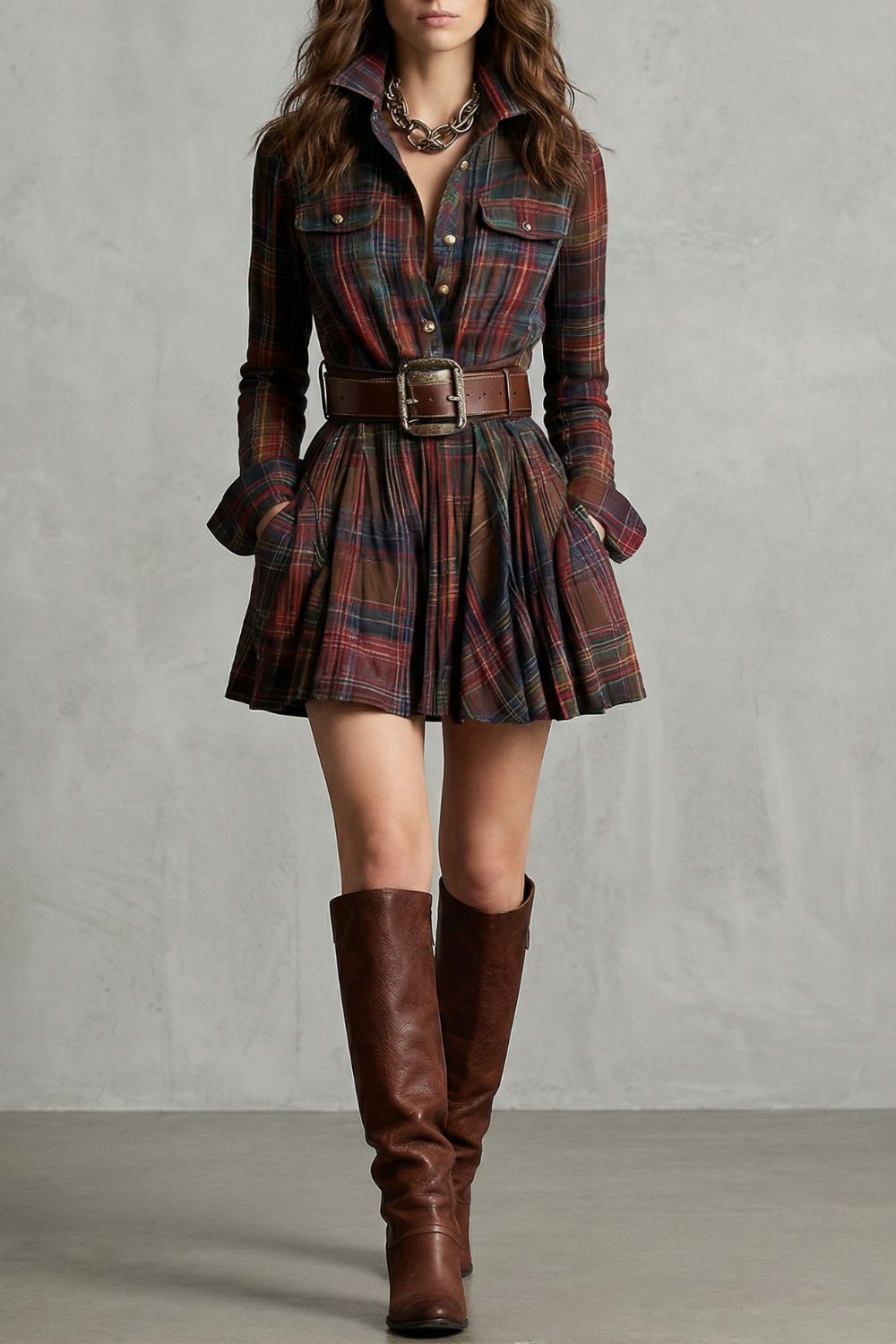 Bellarive – Tartan charm – Shirt dress (Includes belt)-10452983349591-OLVIA ROSE LONDON