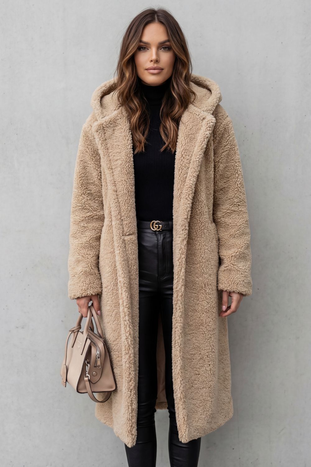 Fioranta – Plush hooded design – Long teddy coat-10469801197911-OLVIA ROSE LONDON