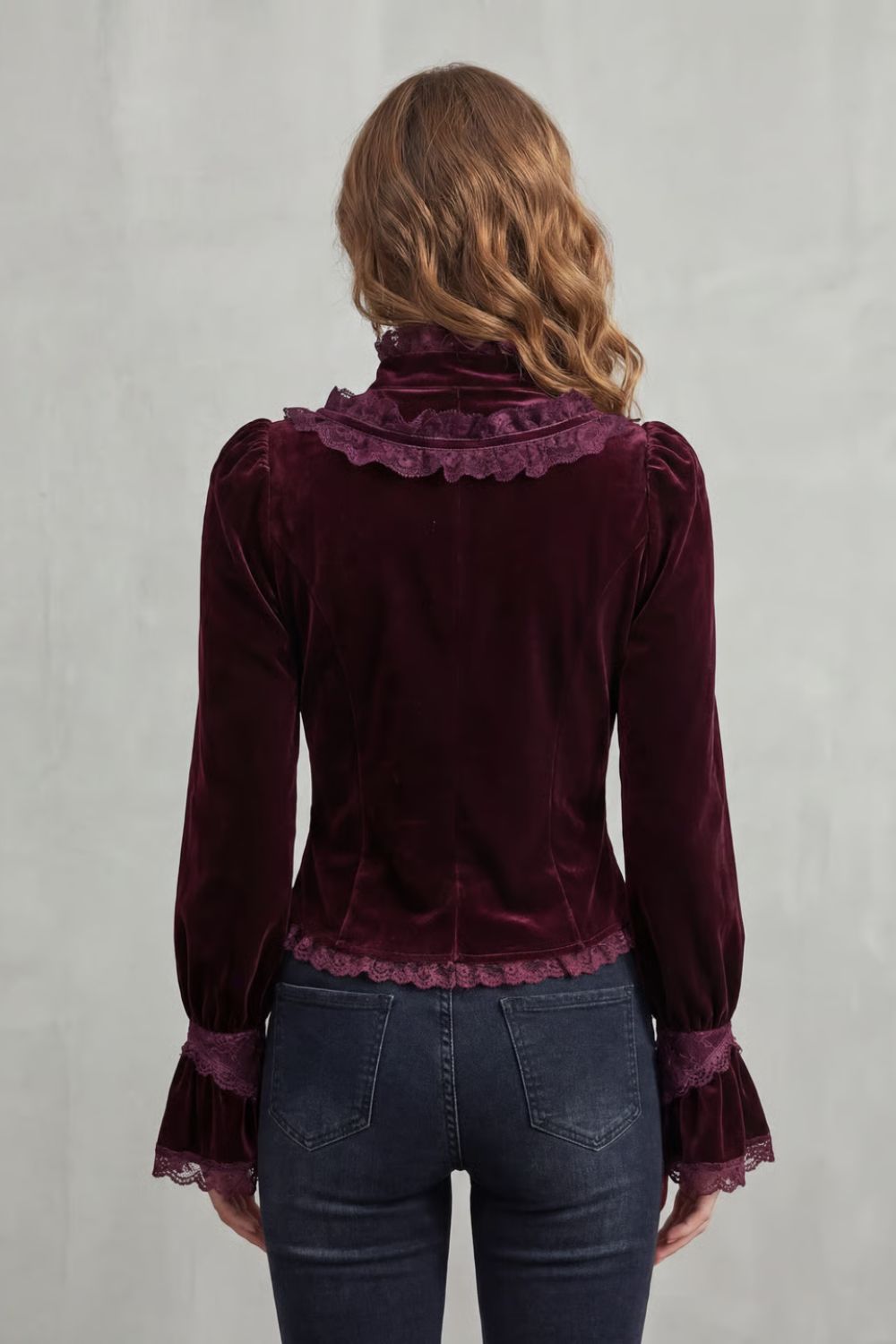 Vignoletta – Ruffled velvet lace – Victorian blouse-10494571118935-OLVIA ROSE LONDON