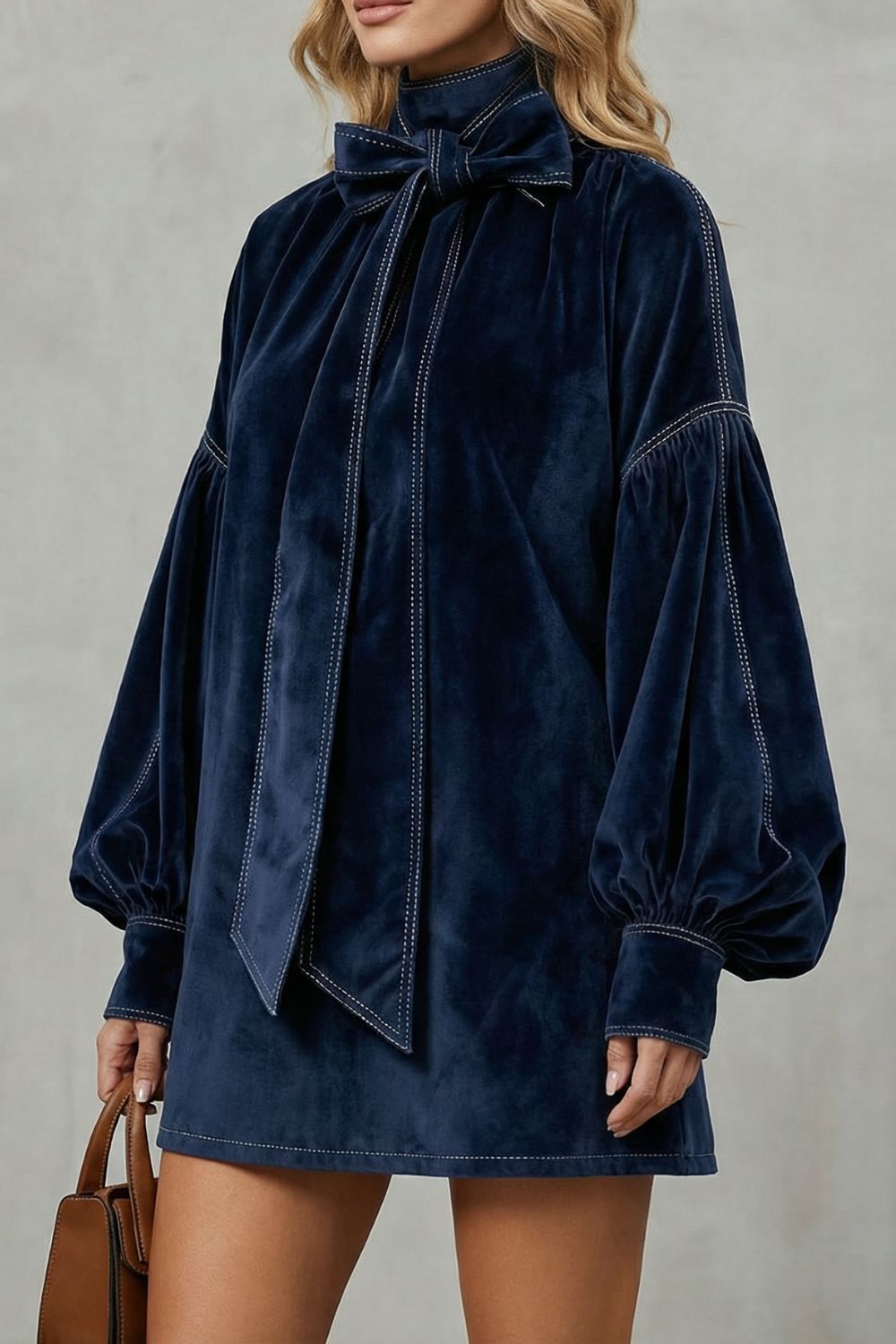 Velourine – Bow neck elegance – Mini dress-10452954677591-OLVIA ROSE LONDON