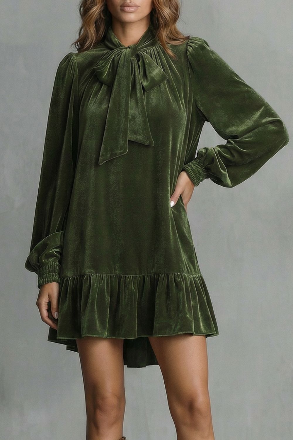 Velézia – Velvet bow detail – Mini dress-10453224227159-OLVIA ROSE LONDON