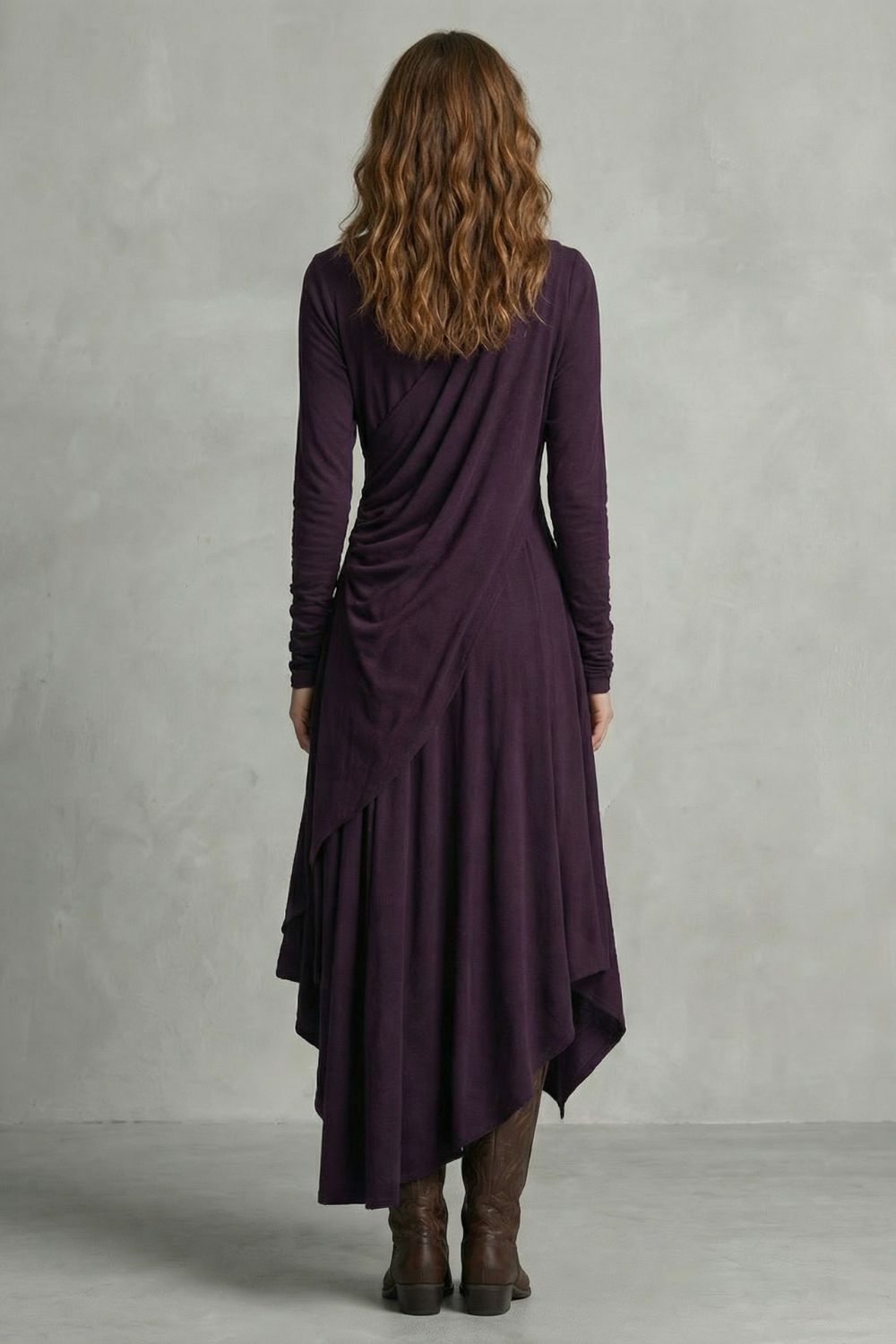 Sorellia – Draped asymmetry – High-neck midi dress-10452994130263-OLVIA ROSE LONDON