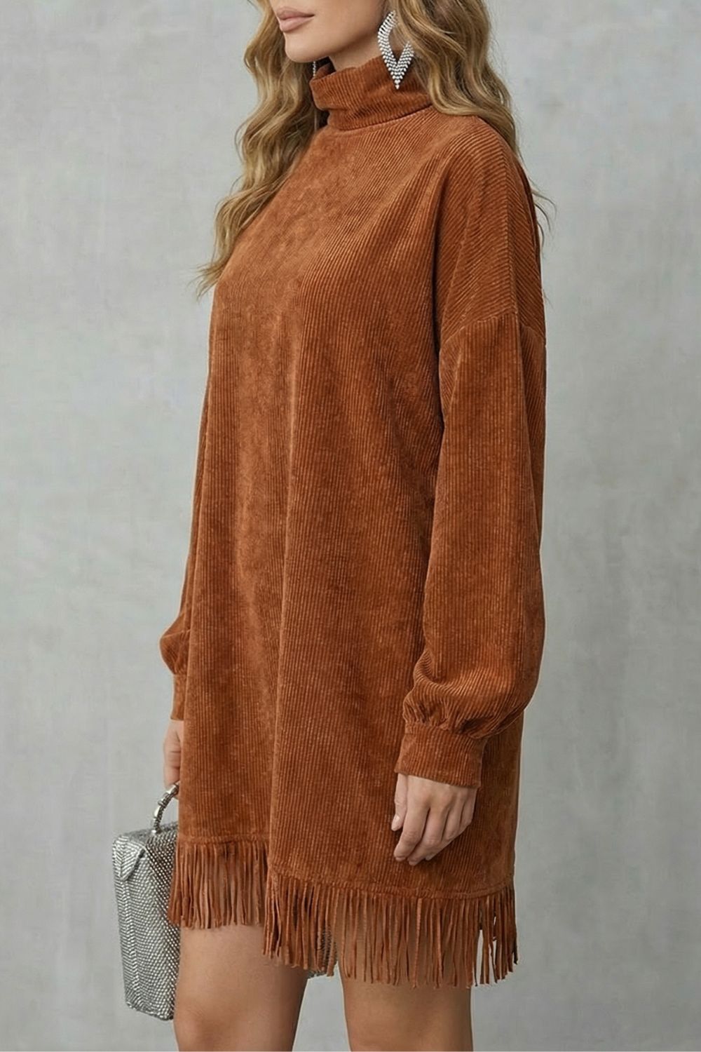 Castellaine – Fringed charm – Turtleneck mini dress-10454117777751-OLVIA ROSE LONDON