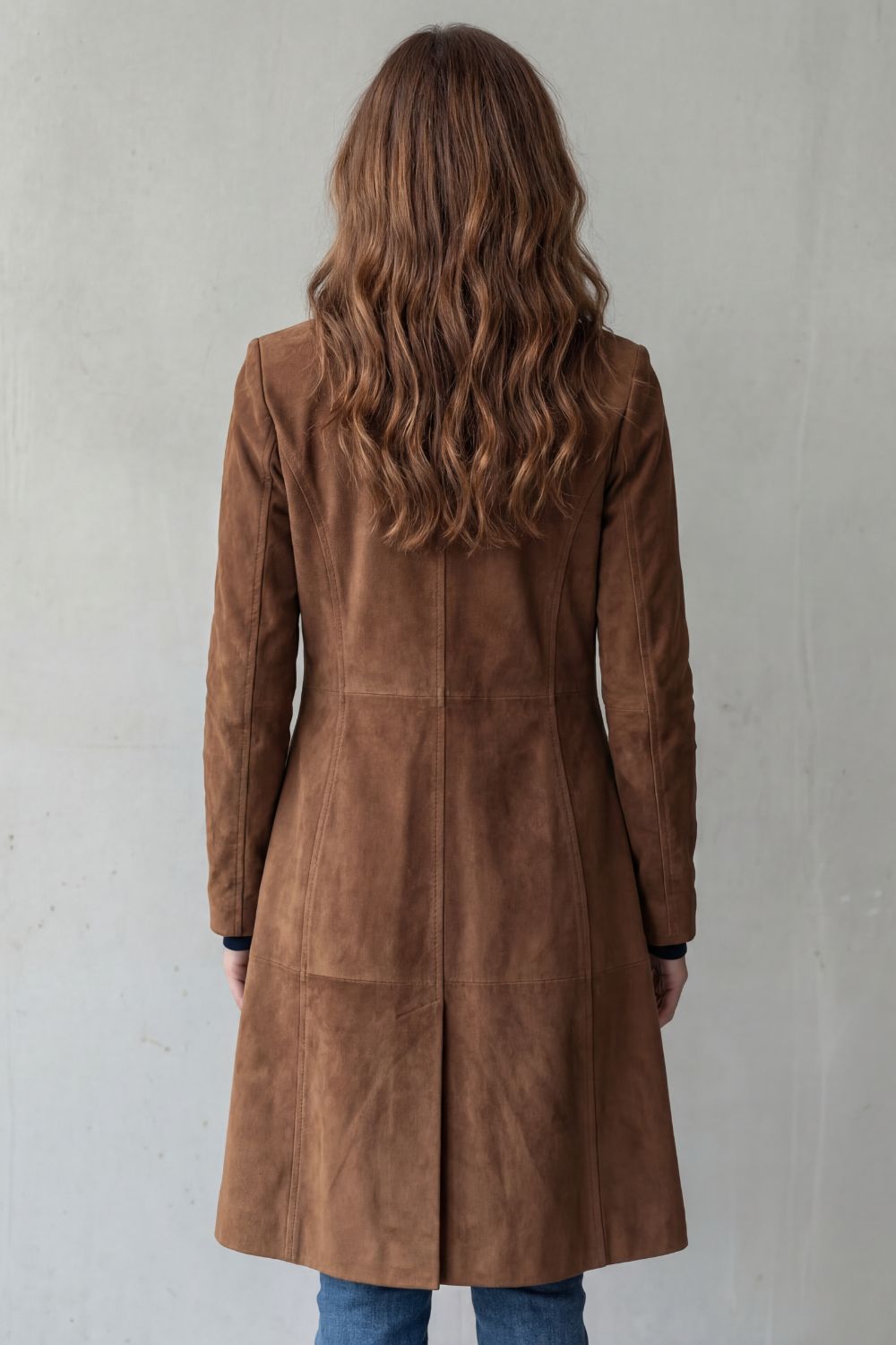 Delvienne – Vintage suede finish – Longline coat-10467979067735-OLVIA ROSE LONDON
