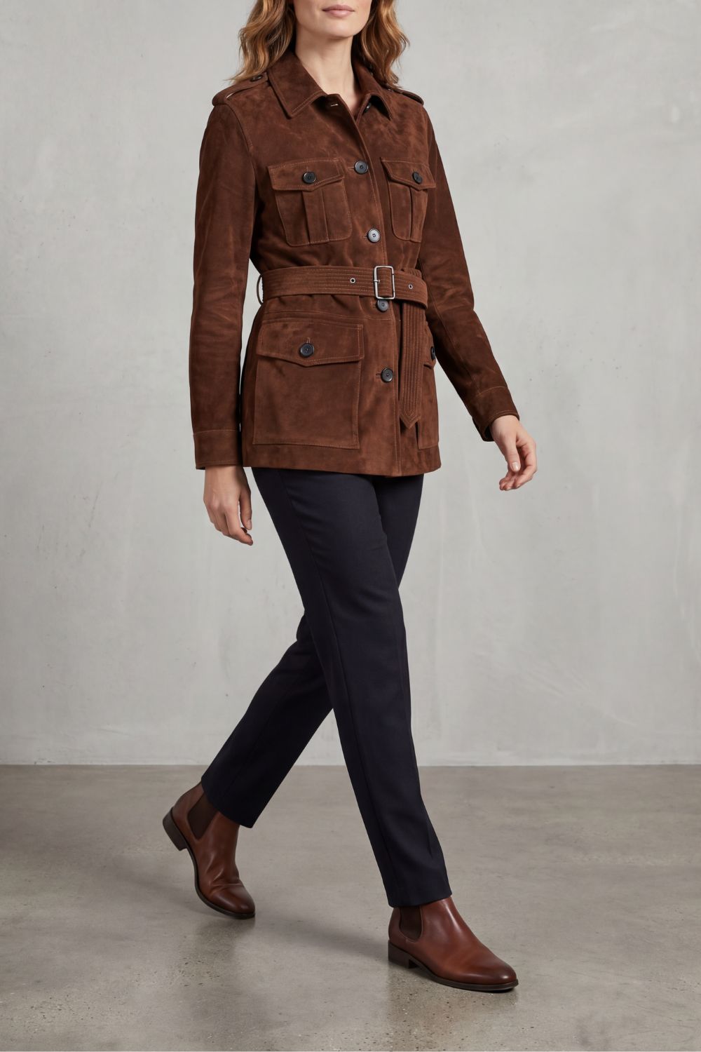 Valcarin – Belted suede style – Utility jacket-10476806177111-OLVIA ROSE LONDON