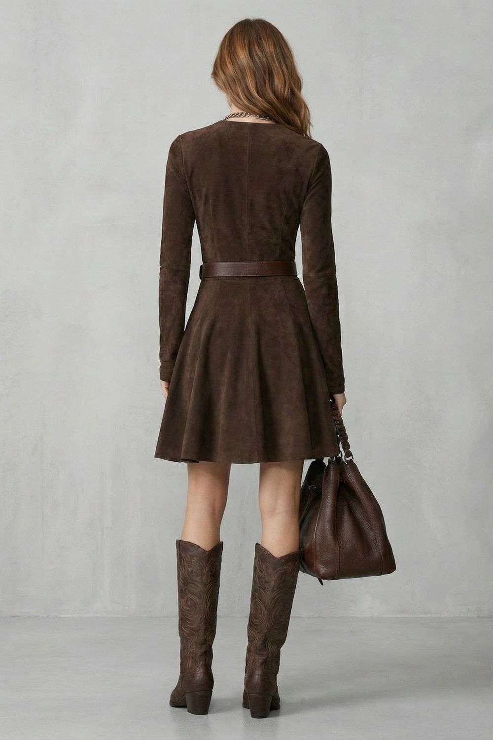 Cavellina – Belted suede effect – Mini dress (Belt included)-10452990034263-OLVIA ROSE LONDON