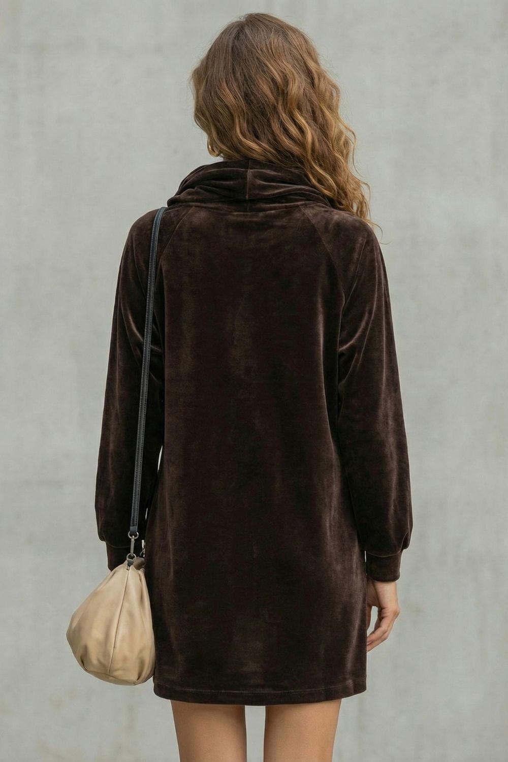 Moréna – Velvet drape comfort – Cowl neck mini dress-10462235918679-OLVIA ROSE LONDON