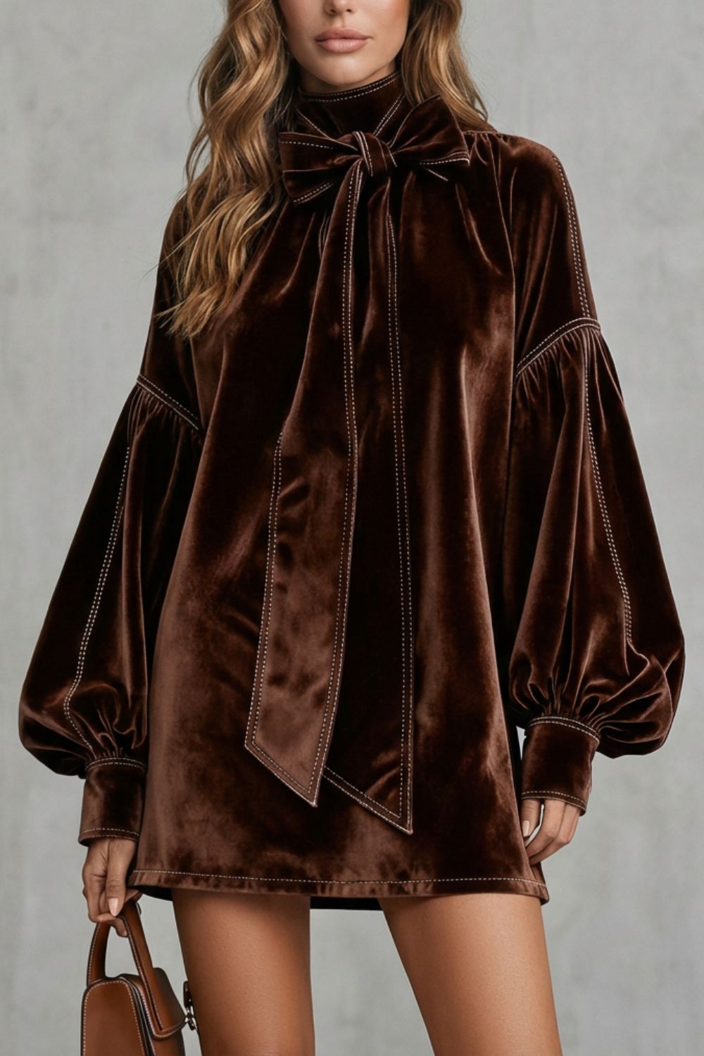 Velourine – Bow neck elegance – Mini dress-10452954677591-OLVIA ROSE LONDON