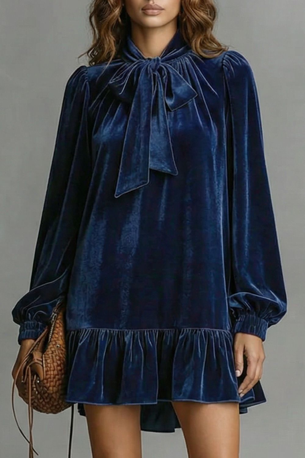 Velézia – Velvet bow detail – Mini dress-10453224227159-OLVIA ROSE LONDON