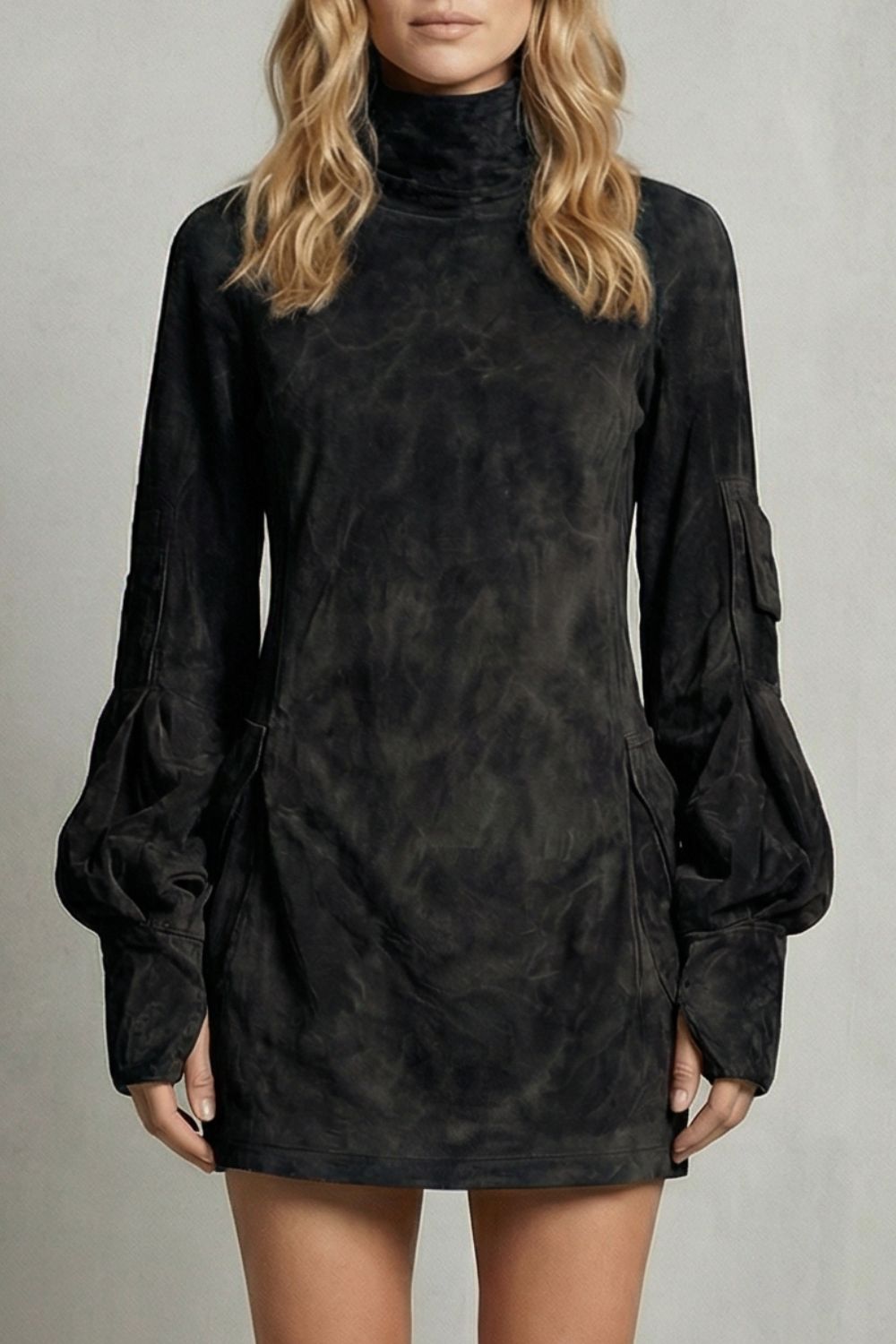 Marcella – High neck silhouette – Suede-effect mini dress-10452941308247-OLVIA ROSE LONDON