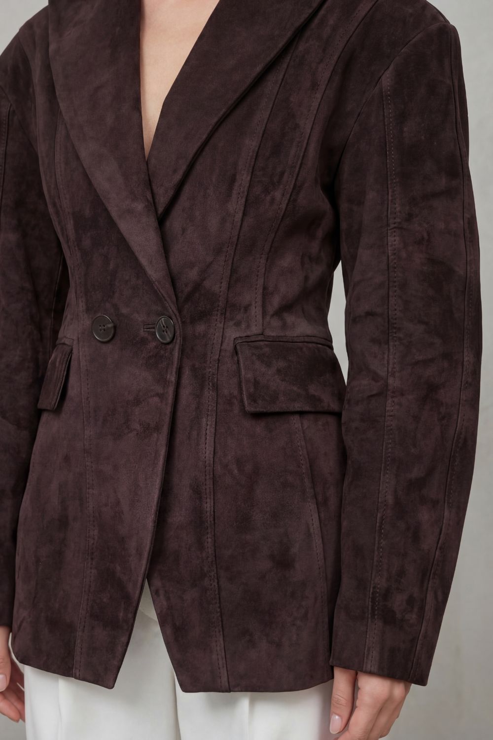 Savrielle – Sculpted silhouette – Suede jacket-10472590115159-OLVIA ROSE LONDON