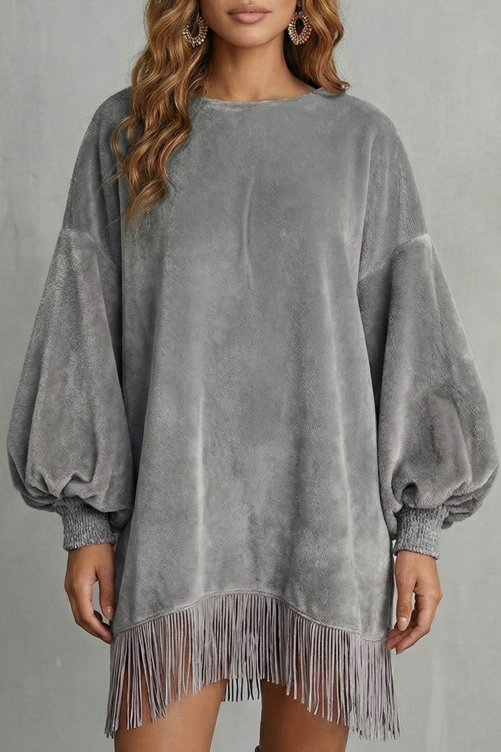 Bellurie – Voluminous sleeves – Fringe mini dress-10452963361111-OLVIA ROSE LONDON