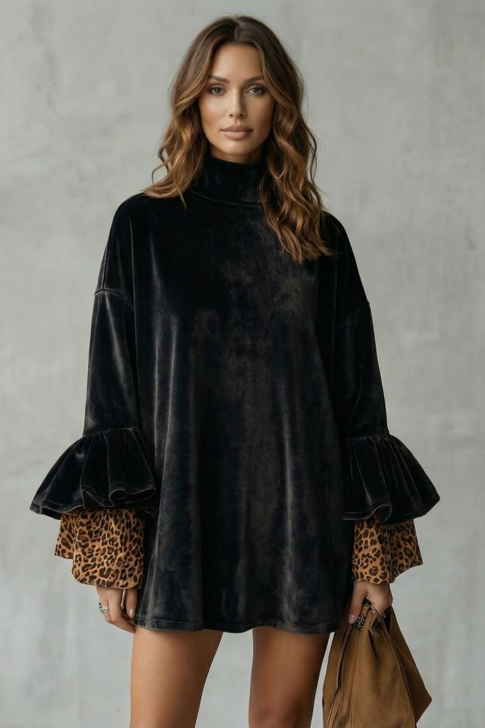 Velanique – Tiered sleeve detail – Velvet mini dress-10452986593623-OLVIA ROSE LONDON