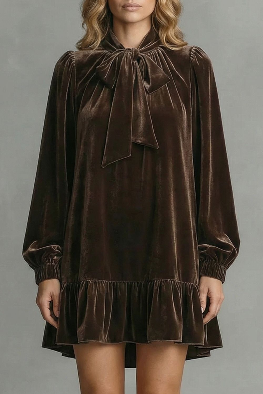 Velézia – Velvet bow detail – Mini dress-10453224227159-OLVIA ROSE LONDON