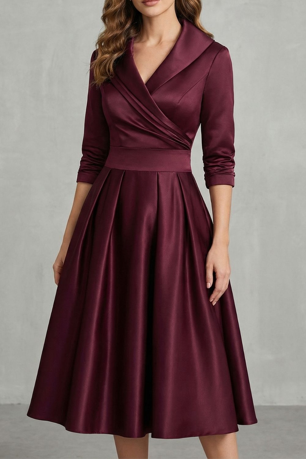 Élodianne – Draped collar elegance – Midi dress-10446414086487-OLVIA ROSE LONDON