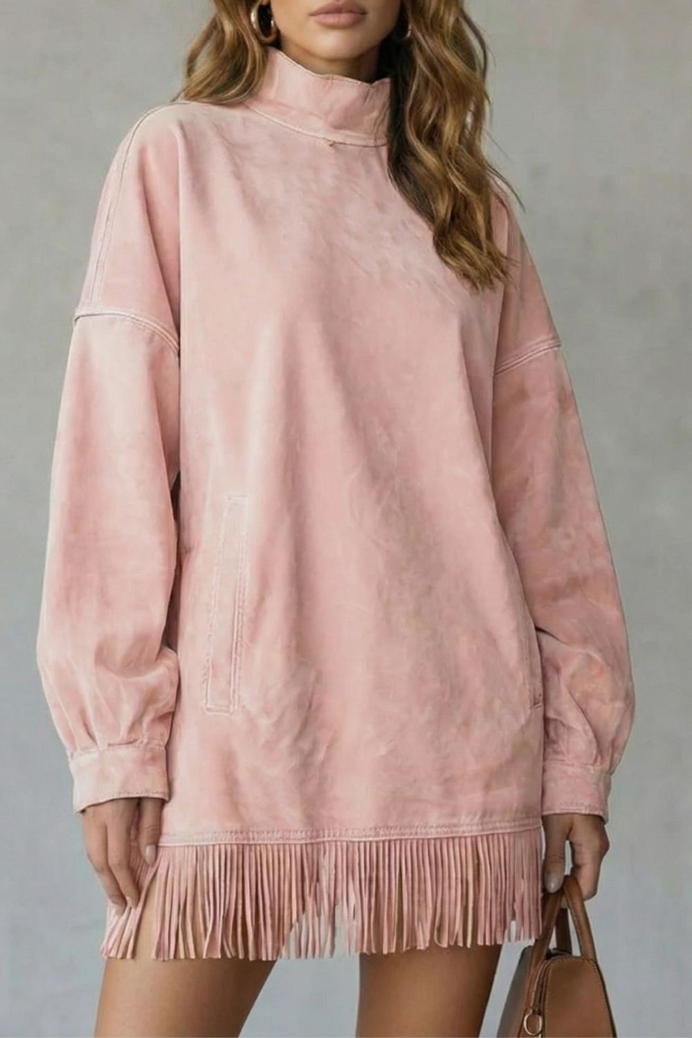 Viretta – Suede fringe detail – Turtleneck mini dress-10452939899223-OLVIA ROSE LONDON