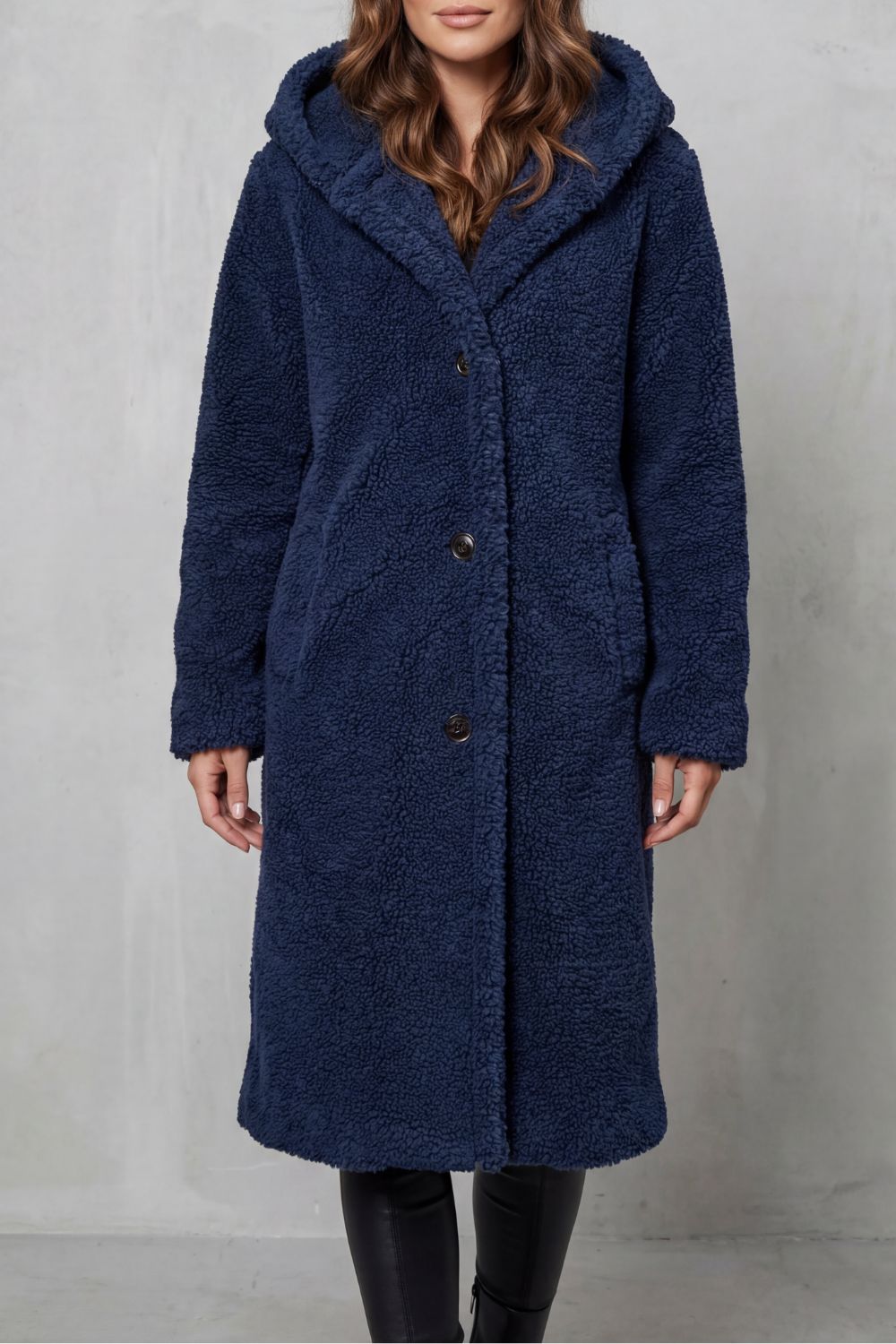 Fioranta – Plush hooded design – Long teddy coat-10469801197911-OLVIA ROSE LONDON