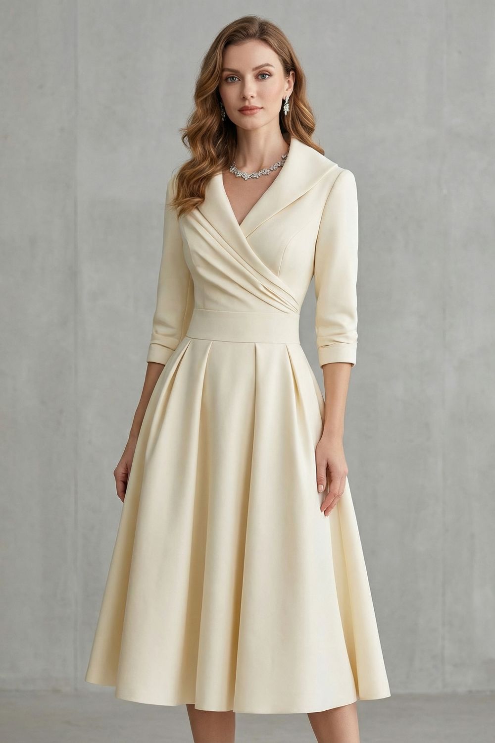 Élodianne – Draped collar elegance – Midi dress-10446414086487-OLVIA ROSE LONDON