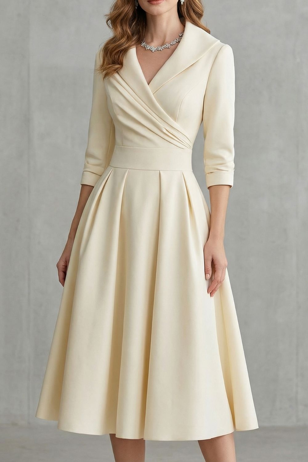 Élodianne – Draped collar elegance – Midi dress-10446414086487-OLVIA ROSE LONDON