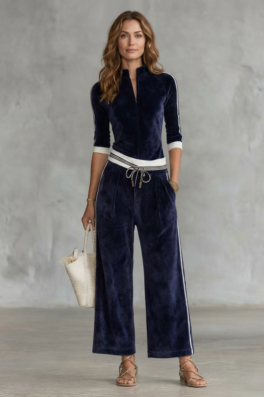 Alix Set – Luxe velour track co-ord with zip-up top & wide-leg pants-10508111413591-OLVIA ROSE LONDON