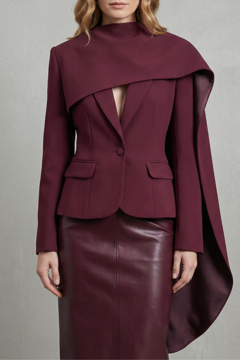 Avelina – Draped scarf-lapel – Asymmetrical blazer-10427607482711-OLVIA ROSE LONDON