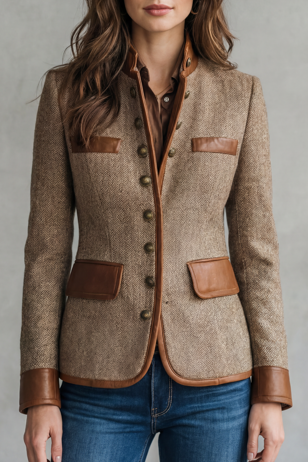 Brienne – Vintage Trim Detail – Tweed Jacket-10490775142743-OLVIA ROSE LONDON