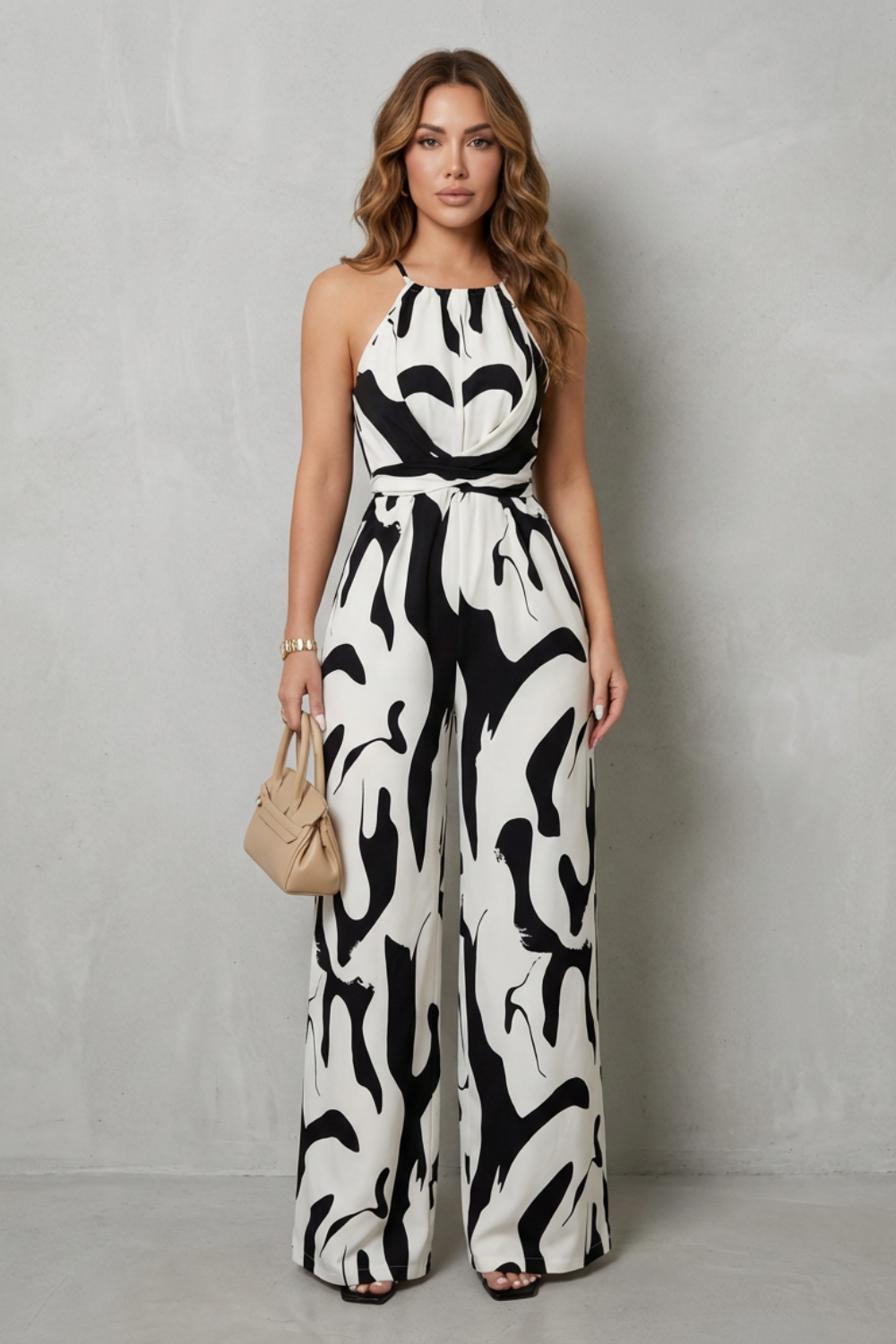 Calivana – Abstract print halter – Wide-leg jumpsuit-10510207811927-OLVIA ROSE LONDON
