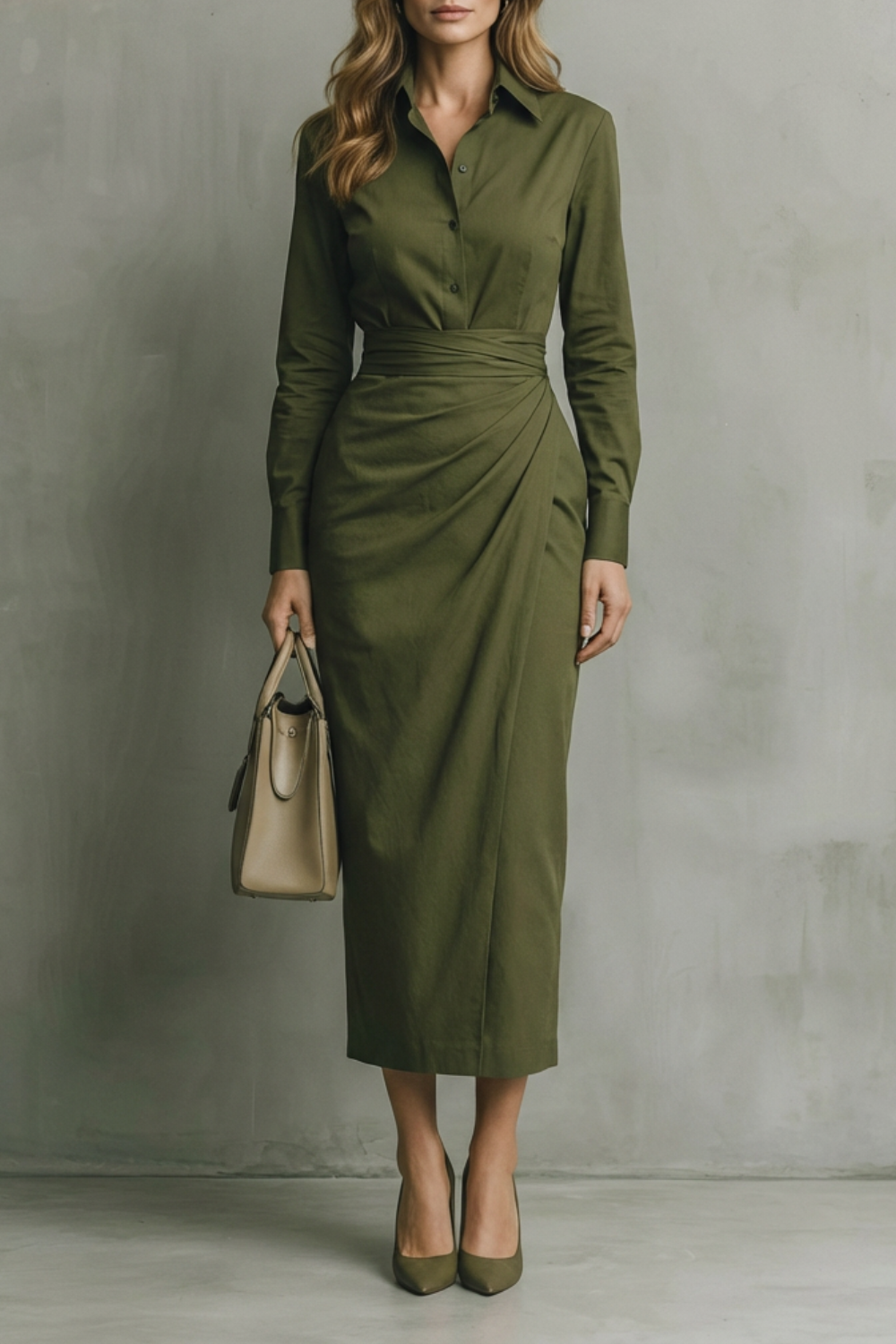 Camille – Asymmetric Waist Shirt Dress – Tailored Elegance for Autumn & Winter-10494046830935-OLVIA ROSE LONDON