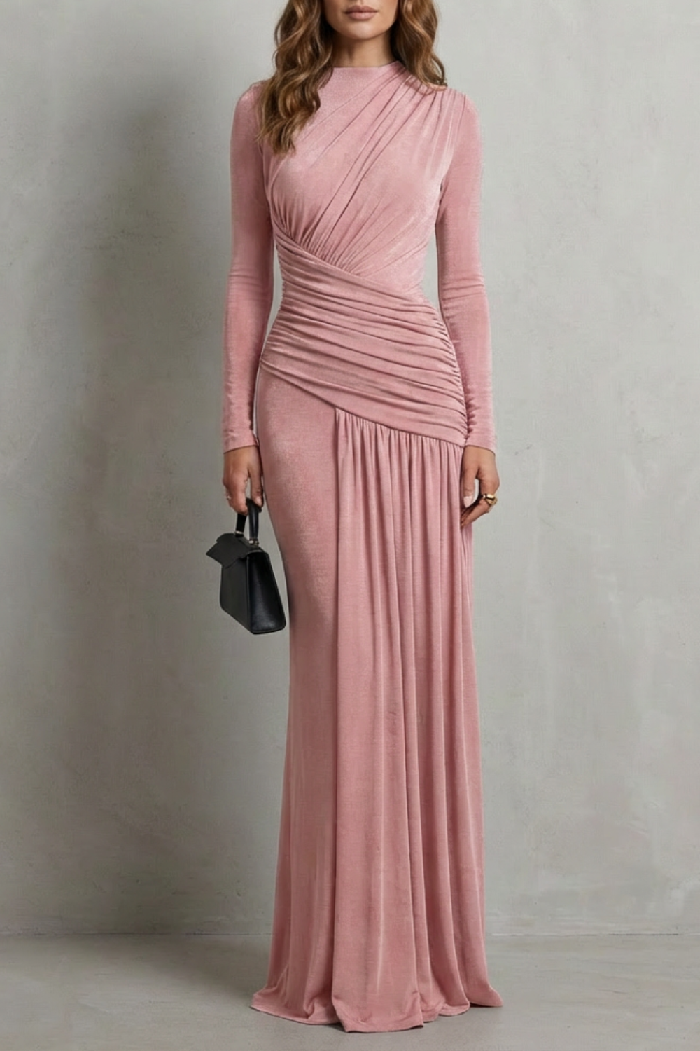 Celeste – Draped Pleated Maxi Dress – Elegant Silhouette-10494058234199-OLVIA ROSE LONDON