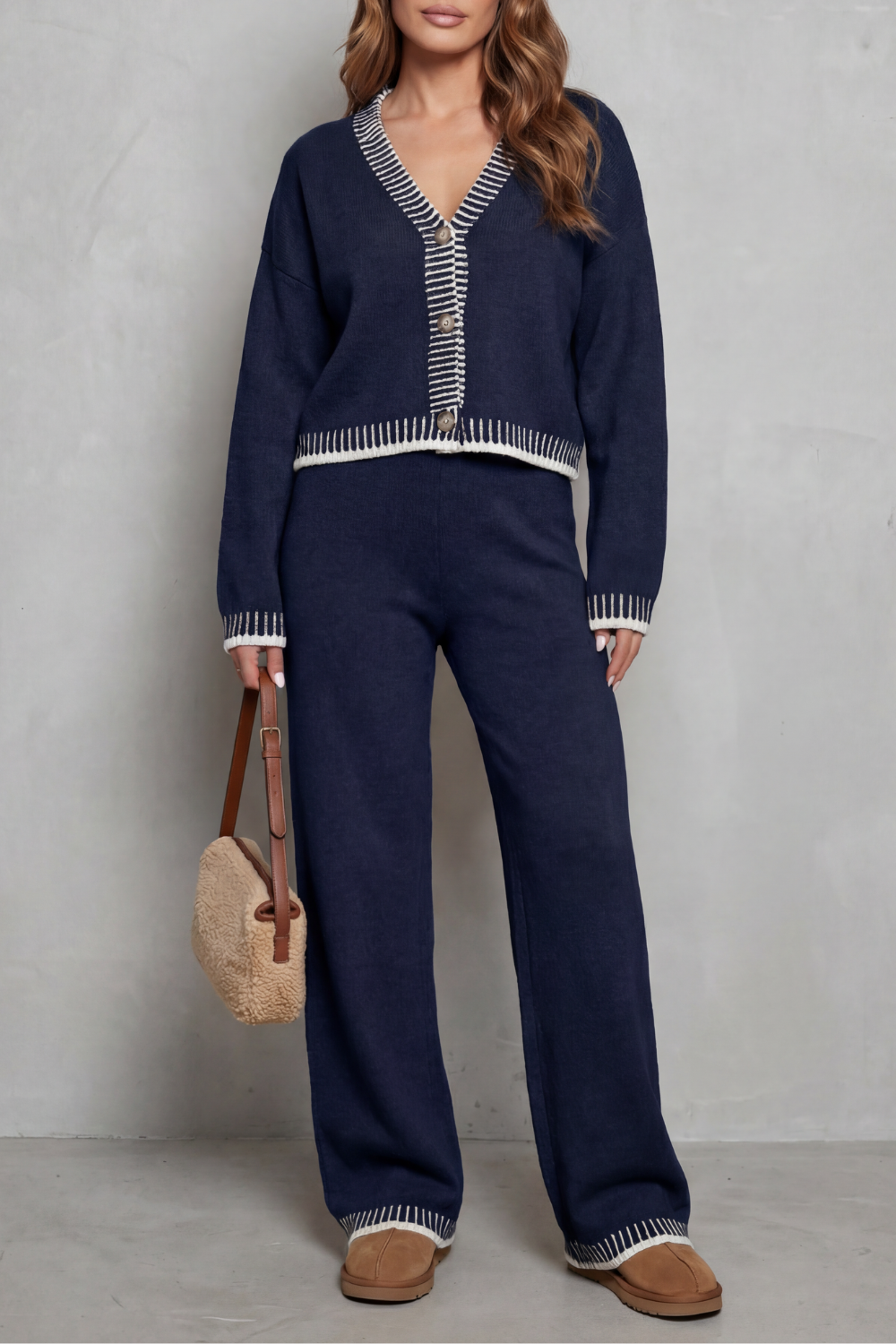 Cerivelle – Contrast trim – Knit loungewear set-10494039949655-OLVIA ROSE LONDON