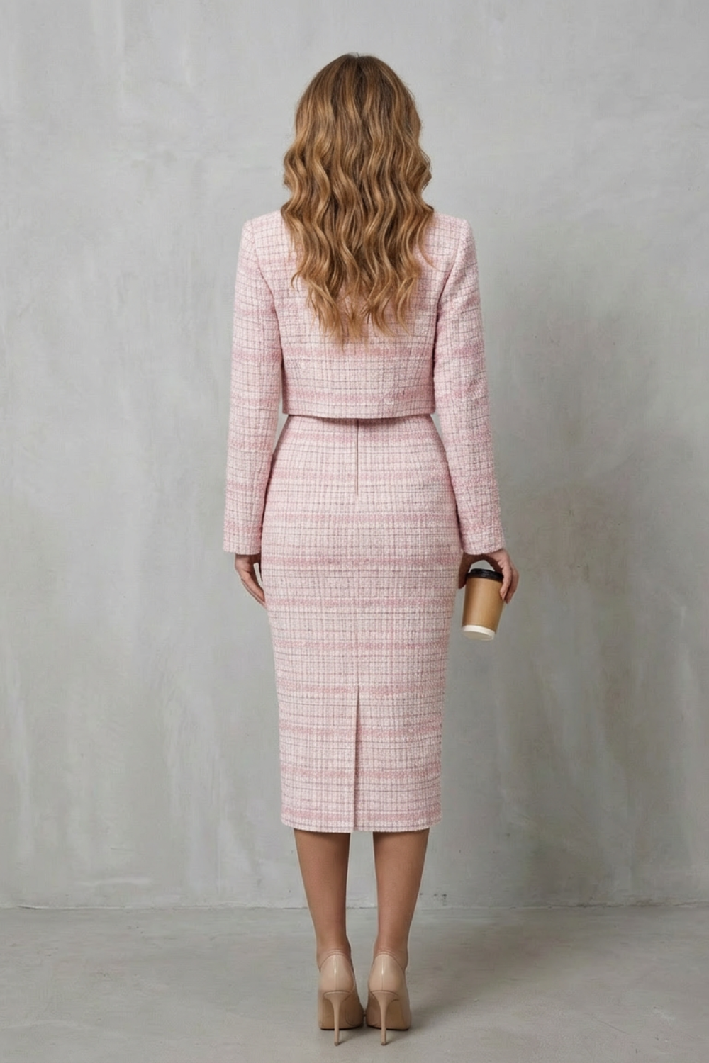 Bellaisie – Elegant plaid tailoring – Two-piece midi dress set-10494057939287-OLVIA ROSE LONDON
