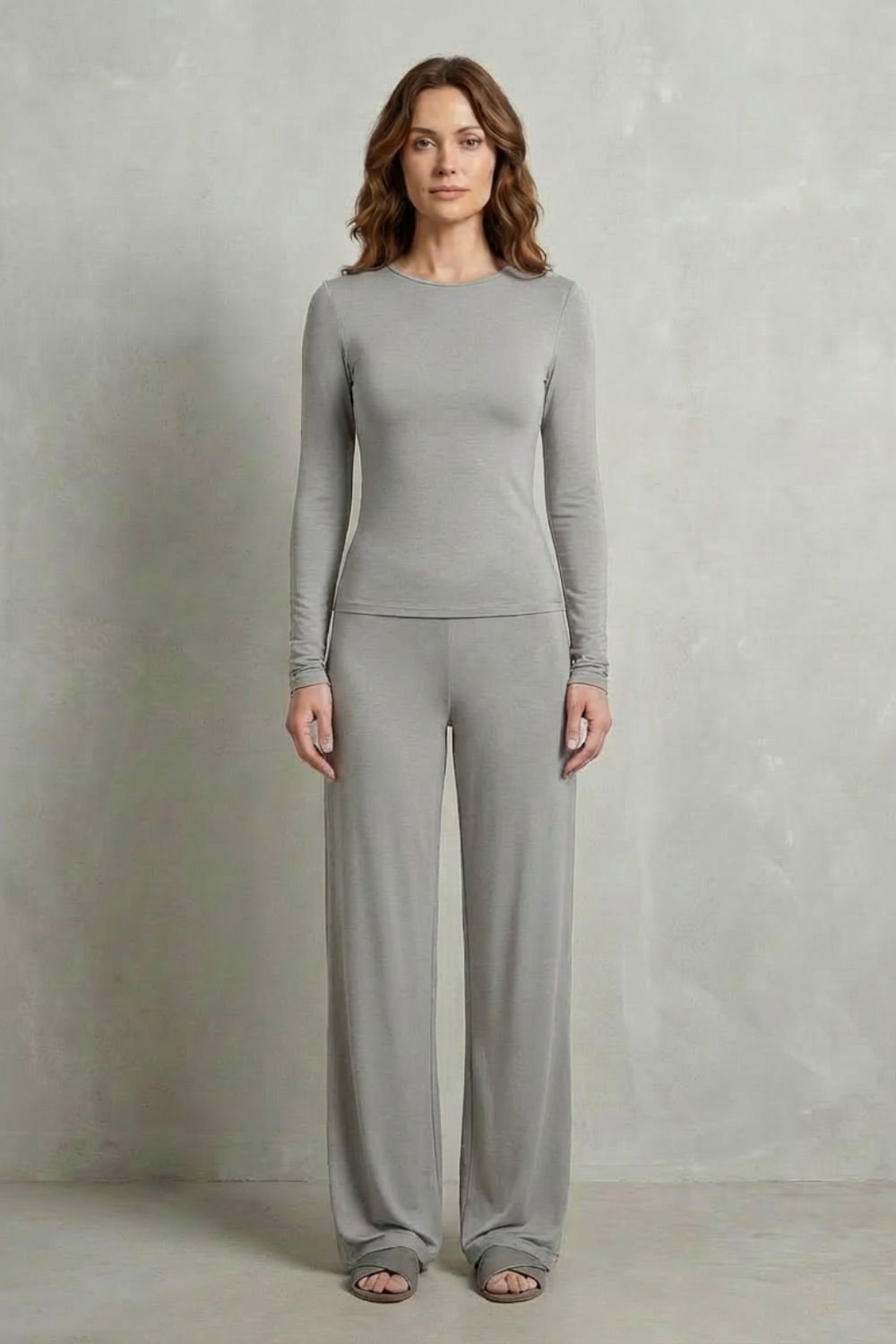 Élan – Sleek Simplicity – Pure Color Wide-Leg Pants Suit-10508117770583-OLVIA ROSE LONDON