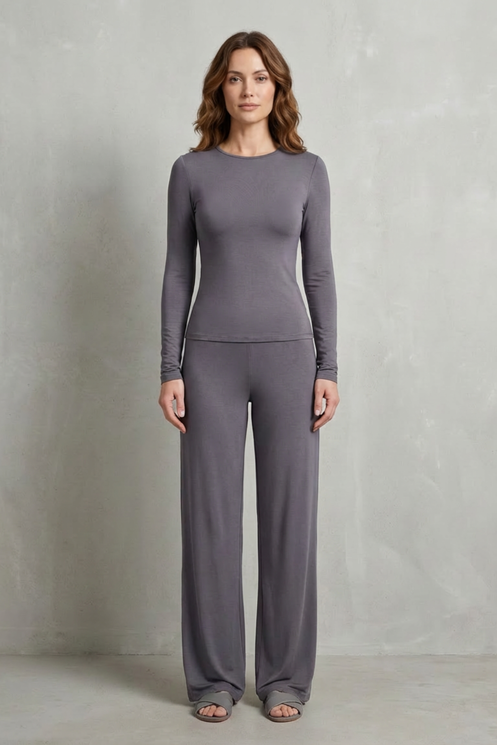 Élan – Sleek Simplicity – Pure Color Wide-Leg Pants Suit-10508117770583-OLVIA ROSE LONDON