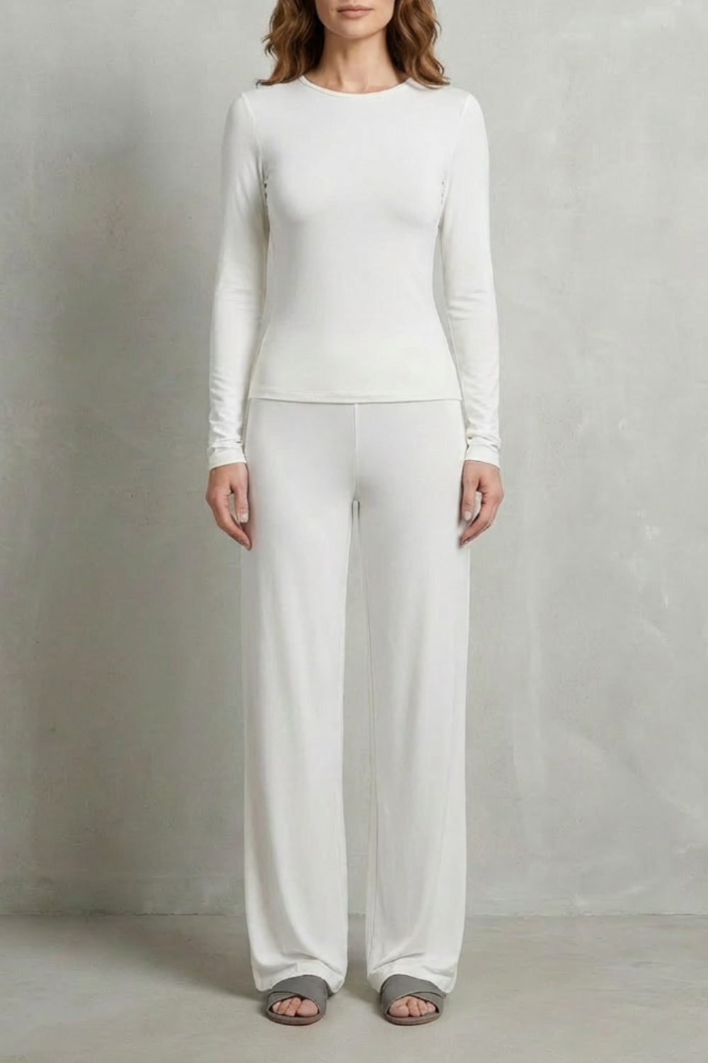 Élan – Sleek Simplicity – Pure Color Wide-Leg Pants Suit-10508117770583-OLVIA ROSE LONDON