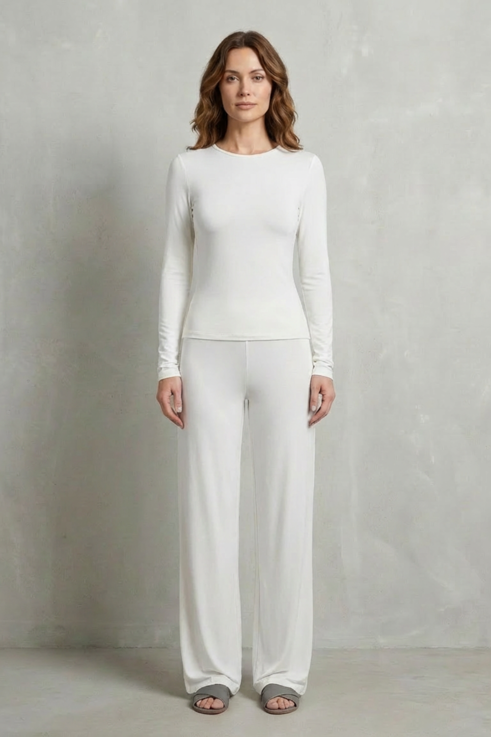 Élan – Sleek Simplicity – Pure Color Wide-Leg Pants Suit-10508117770583-OLVIA ROSE LONDON