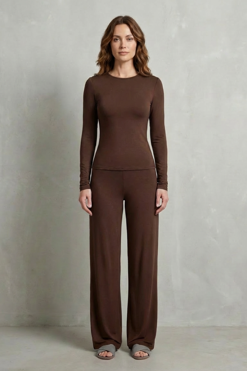 Élan – Sleek Simplicity – Pure Color Wide-Leg Pants Suit-10508117770583-OLVIA ROSE LONDON