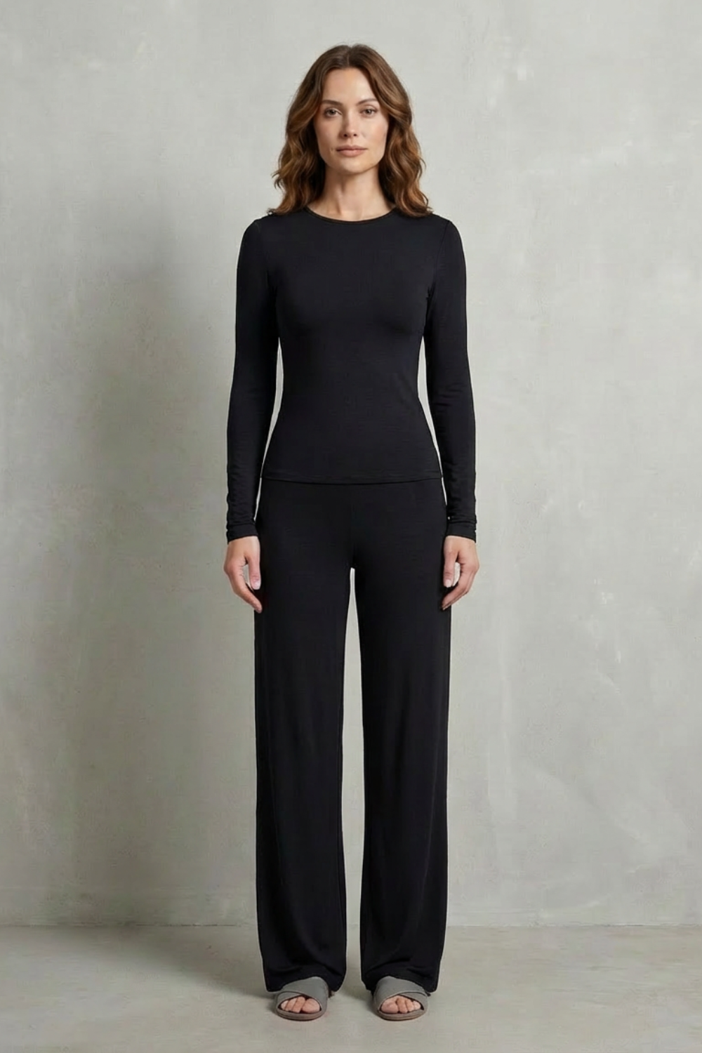 Élan – Sleek Simplicity – Pure Color Wide-Leg Pants Suit-10508117770583-OLVIA ROSE LONDON