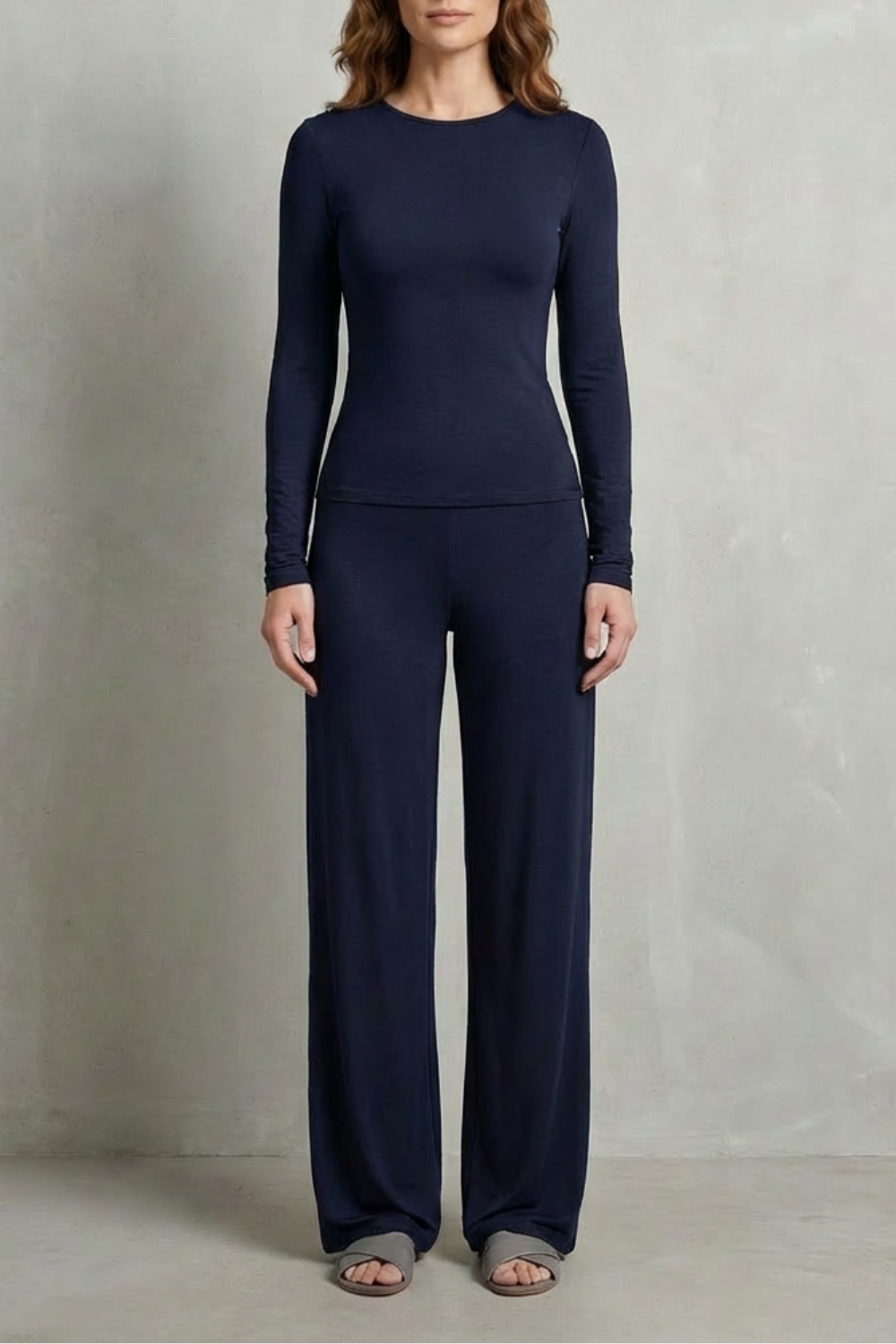 Élan – Sleek Simplicity – Pure Color Wide-Leg Pants Suit-10508117770583-OLVIA ROSE LONDON