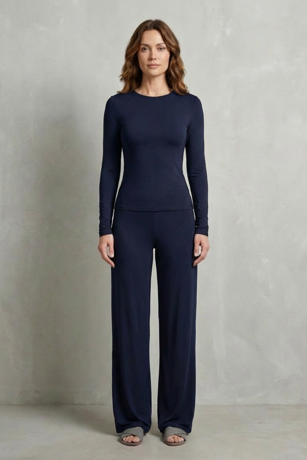Élan – Sleek Simplicity – Pure Color Wide-Leg Pants Suit-10508117770583-OLVIA ROSE LONDON