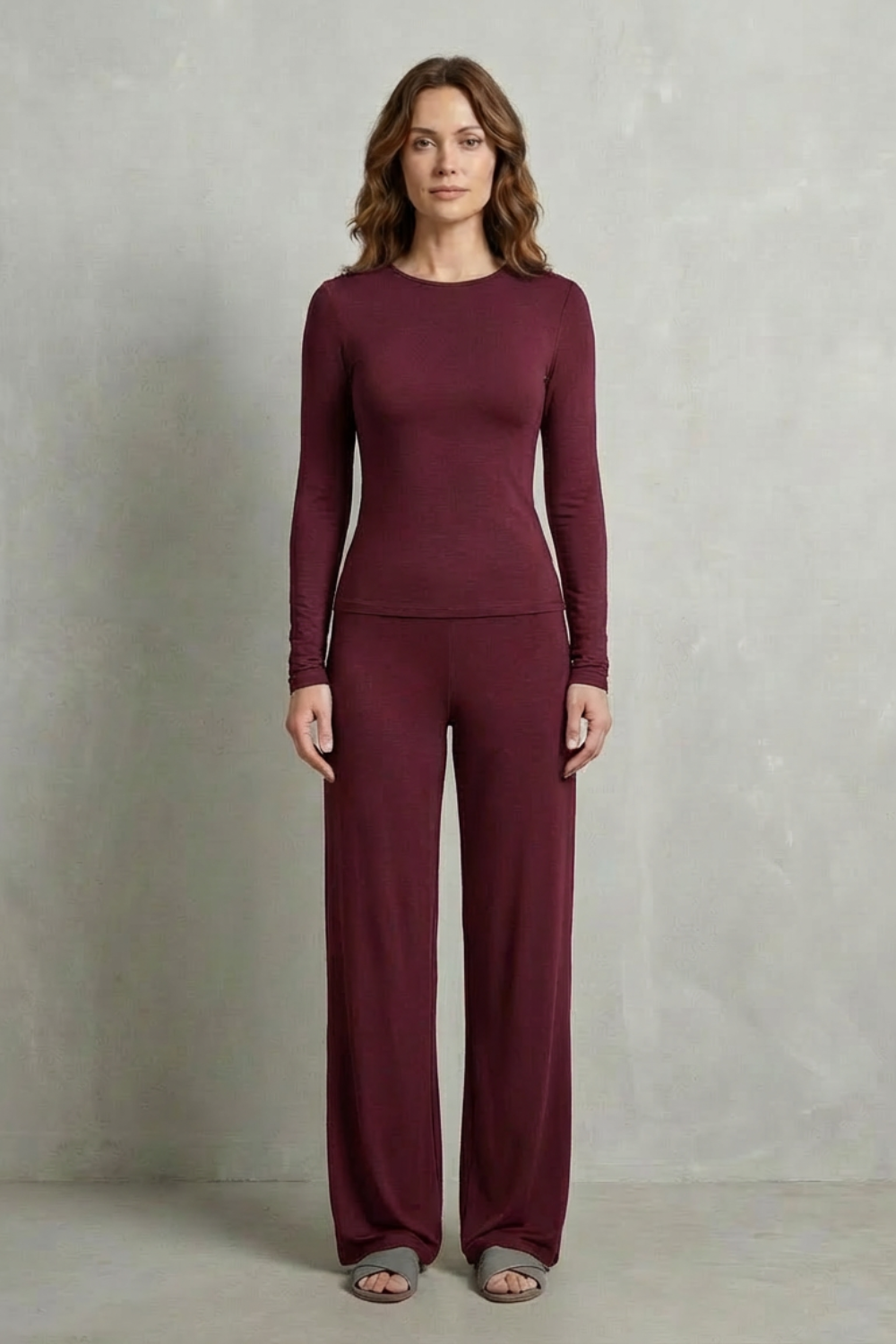 Élan – Sleek Simplicity – Pure Color Wide-Leg Pants Suit-10508117770583-OLVIA ROSE LONDON