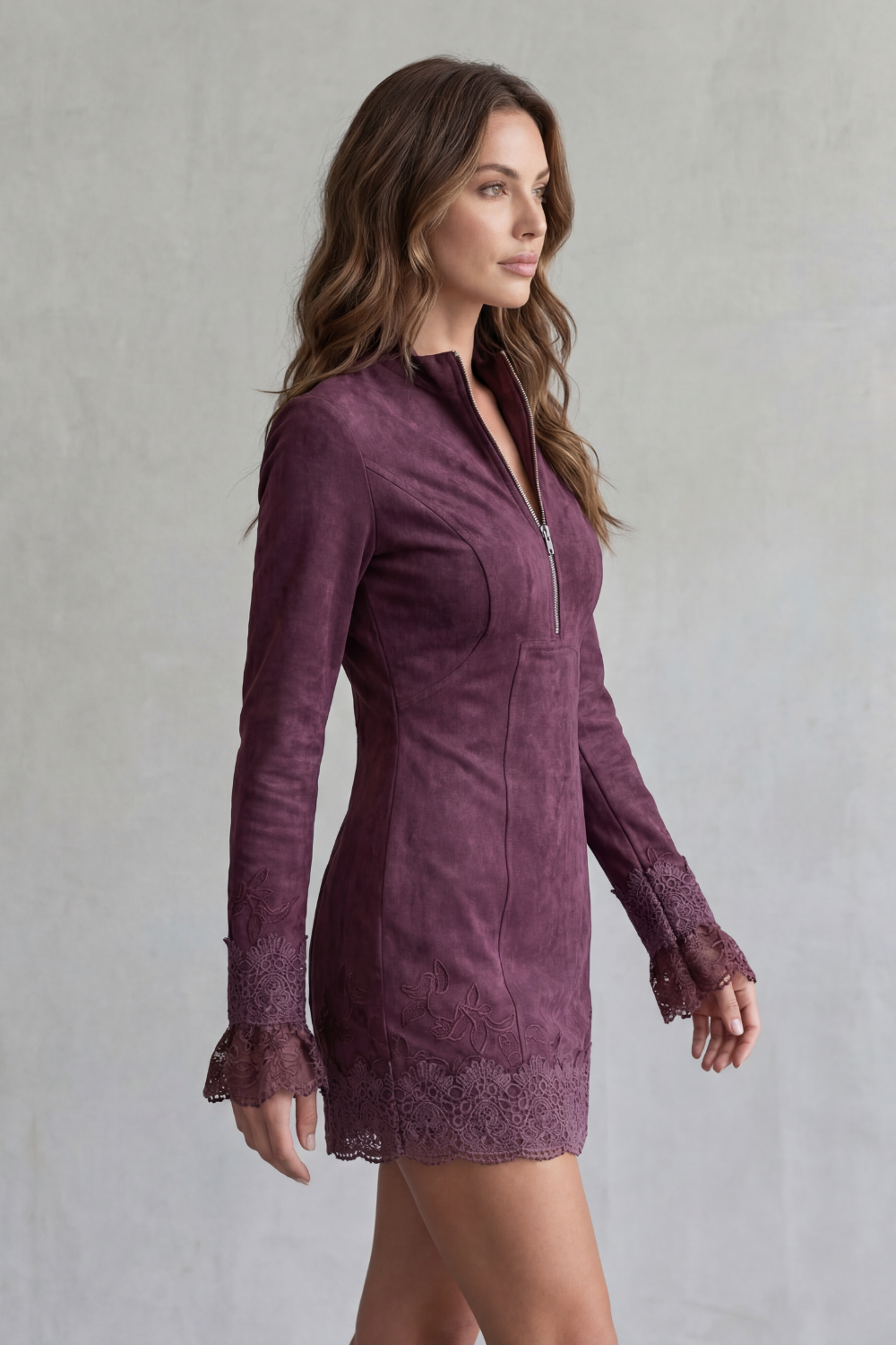 Elarisse – Boho stitch – Suede mini dress-10450671960407-OLVIA ROSE LONDON