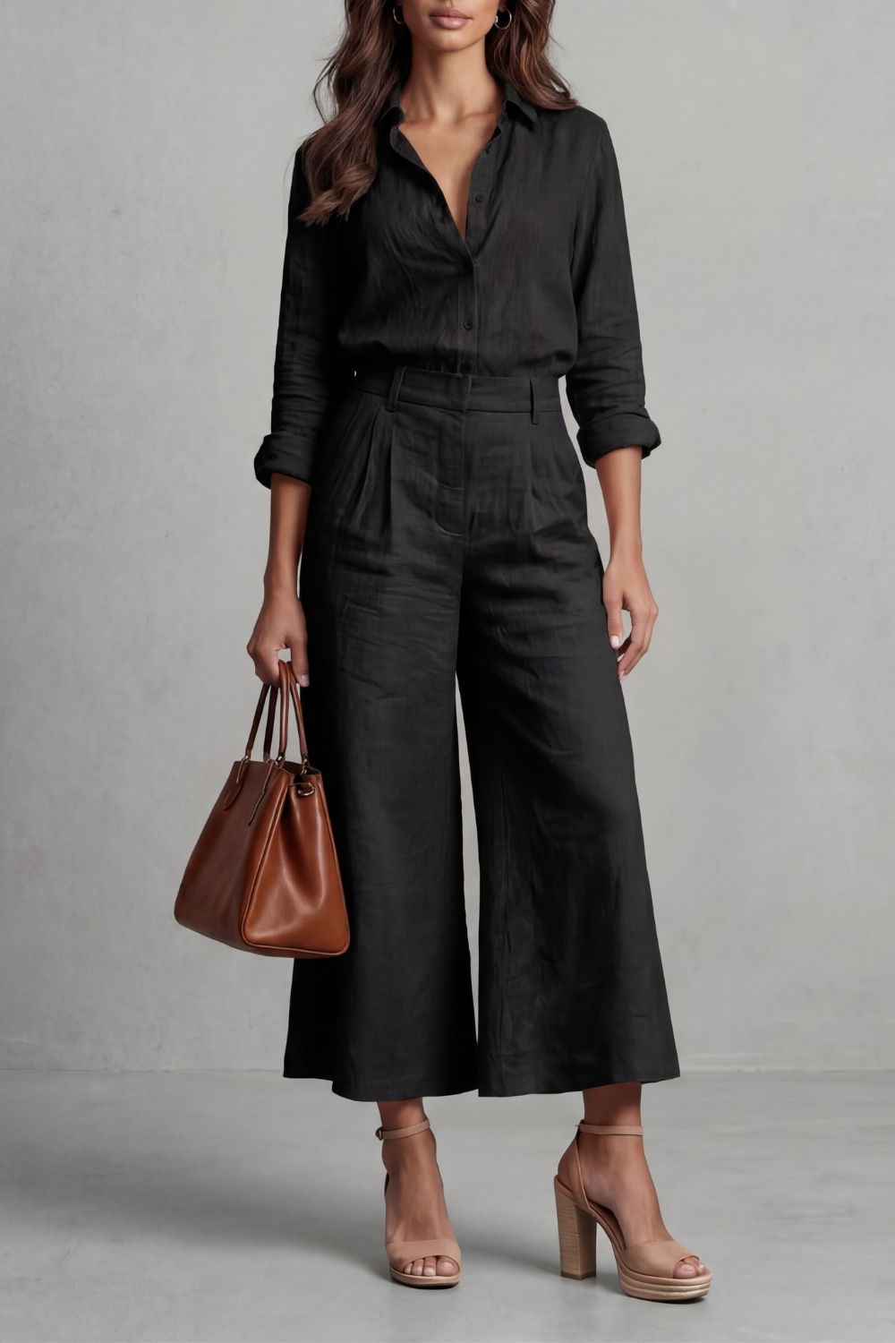 Elavine – Soft linen finish – Wide-leg co-ord set-10434811953495-OLVIA ROSE LONDON