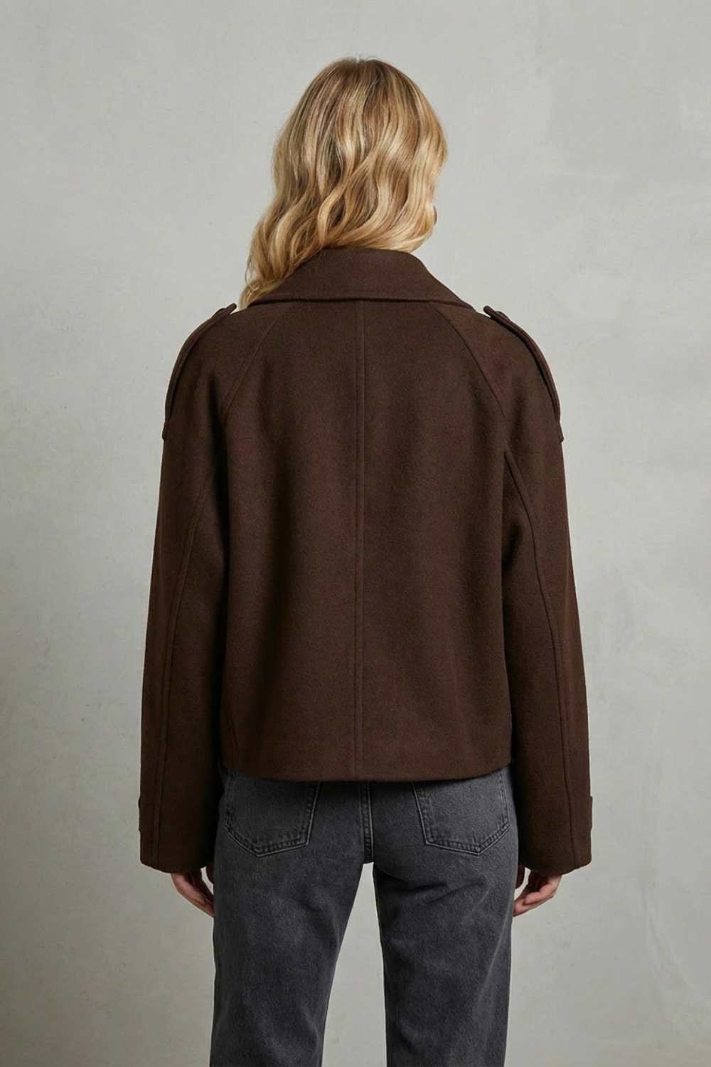 Élise – Double-breasted French Woolen Jacket – Cropped City Coat-10494046241111-OLVIA ROSE LONDON